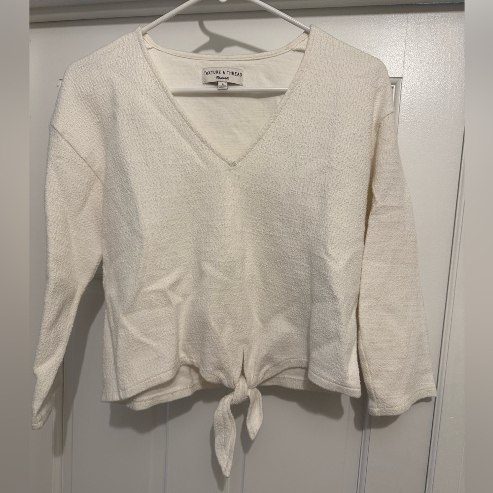 Madewell Texture & Thread Cream V-Neck Top